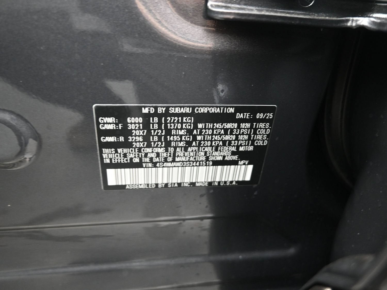 2025 Subaru Ascent Onyx Edition Touring
