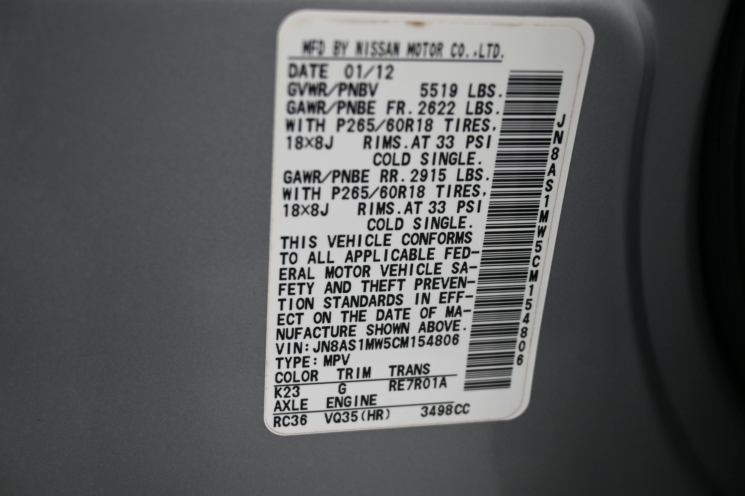 2012 INFINITI FX35 Base